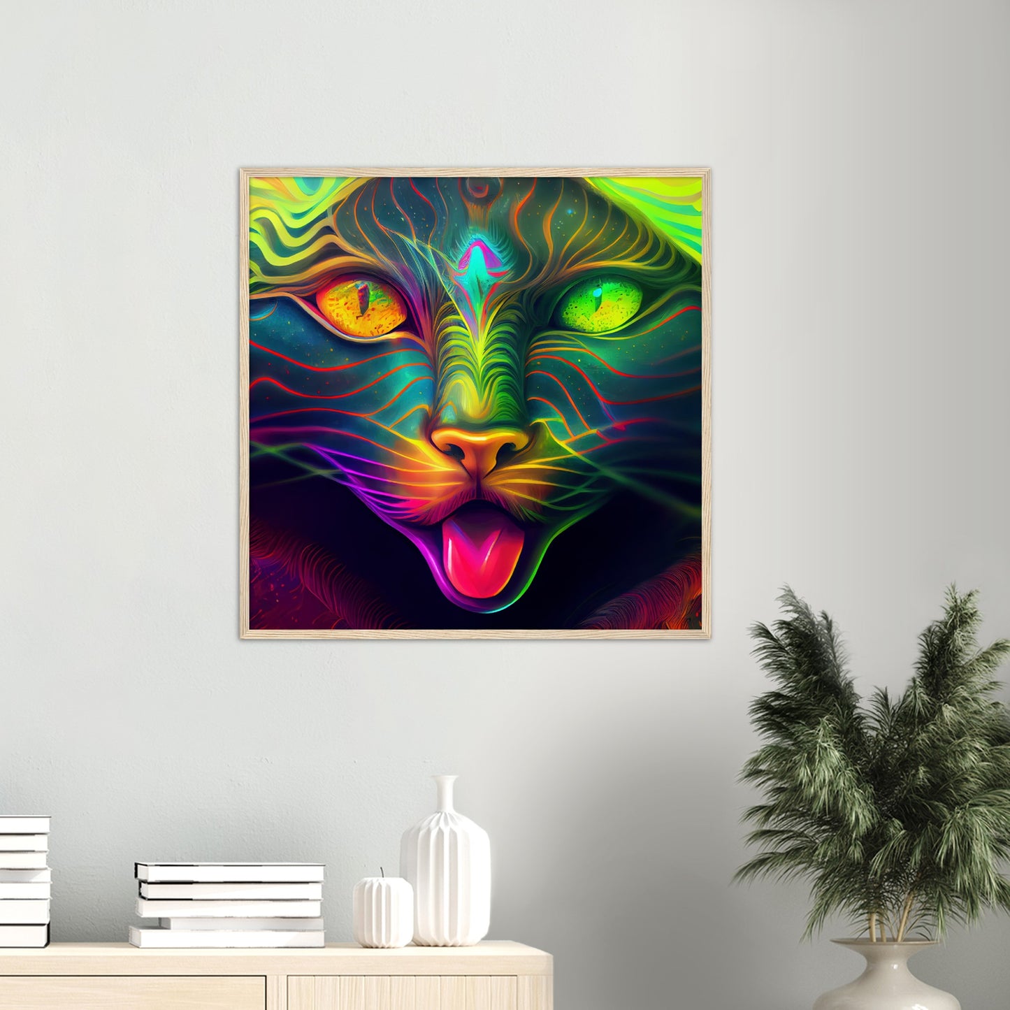 Catnip Trip Premium Semi-Glossy Paper Wooden Framed Print