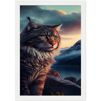 Mountain Kitty Portrait Premium Semi-Glossy Paper Wooden Framed Print